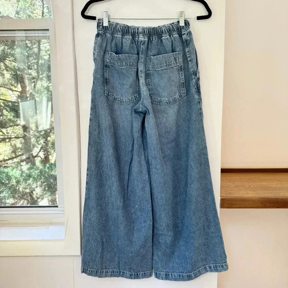 New Anthropologie Pilcro Drawstring Pull-On Wide-Leg Jeans Denim Blue Large - Picture 7 of 14